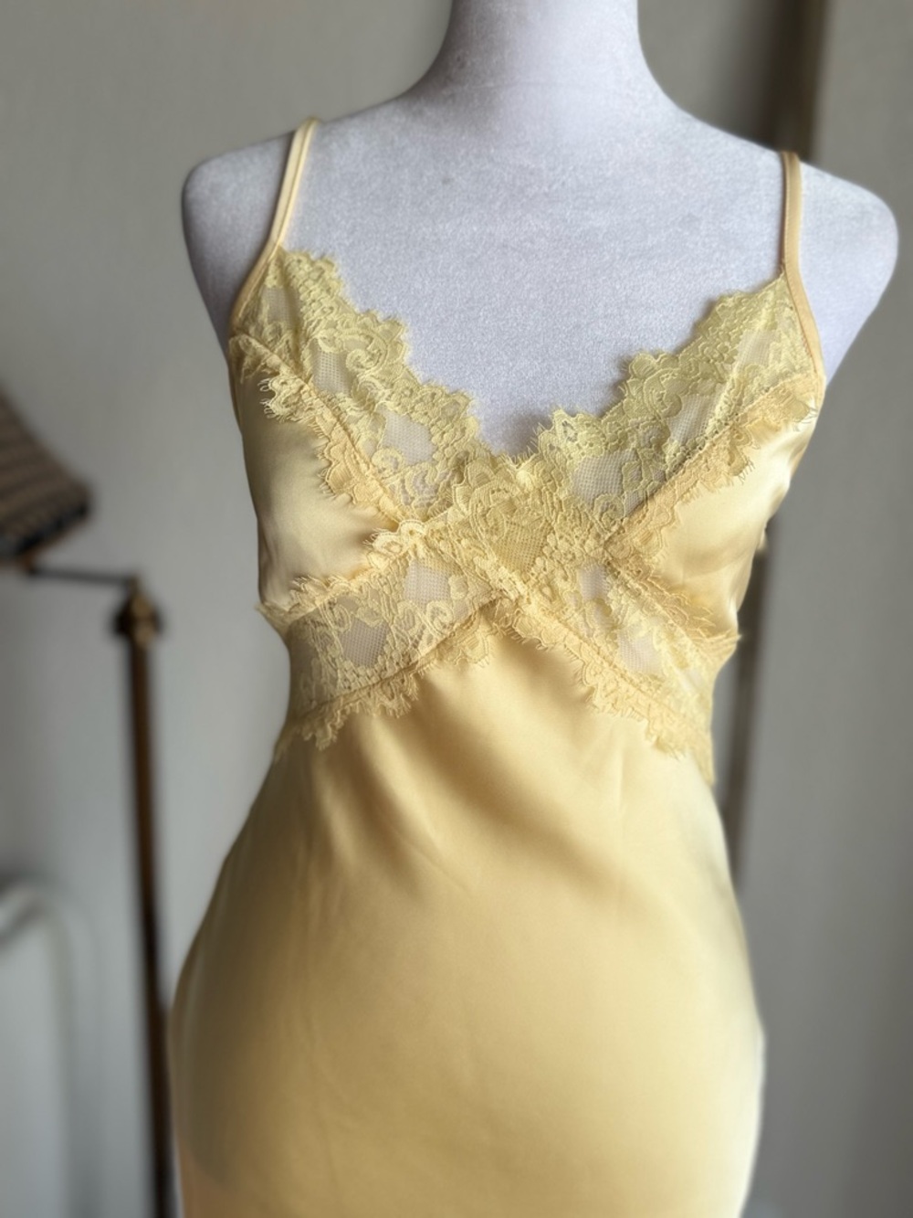 Princess Polly Buttercream Yellow Lace-Trim Slip Dress - Picture 5 of 6